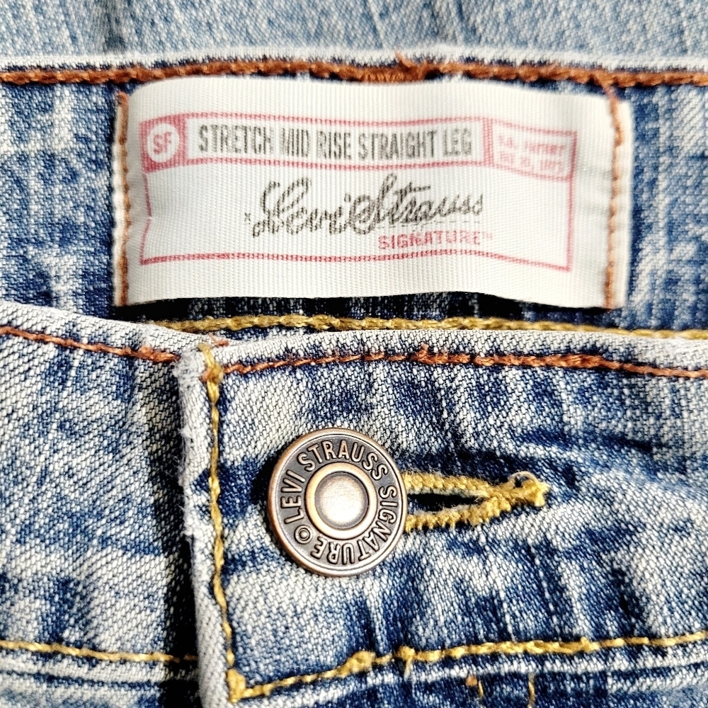 Levi Strauss Signature Mid Rise Straight Leg Jeans Women’s Size 14 Medium Stretc - Picture 10 of 12